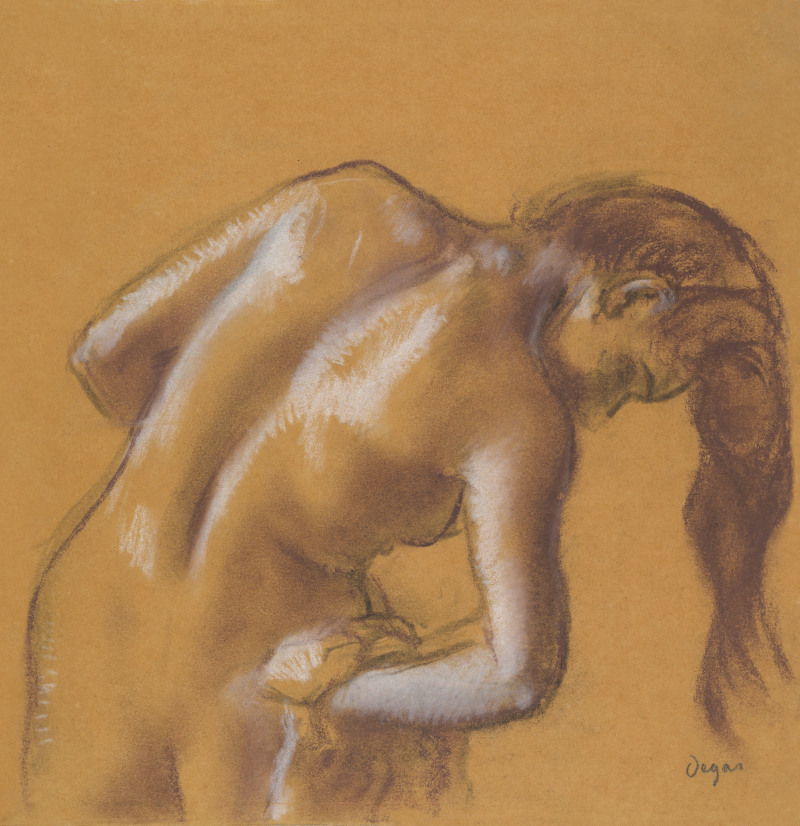 Bather Drying Herself Drawing with Back Muscles by Edgar Degas